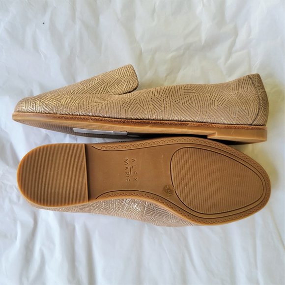 New ALEX MARIE Champagne Gold Metallic Leather Loafers Flats Shoes 6.5 - Picture 4 of 4